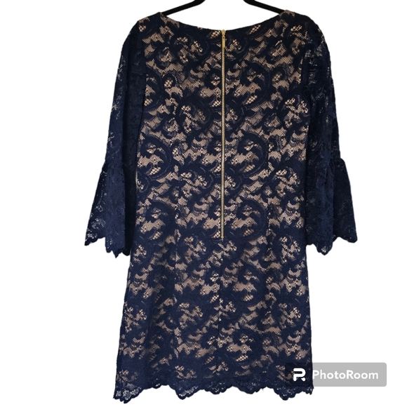 Eliza J Dress Womens 3/4 Bell Sleeves Lace Lined Scallop Edge US10 - Picture 3 of 5